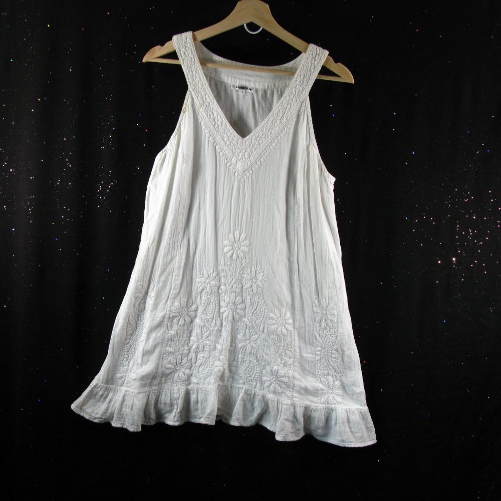 Violet Ruby Sleeveless Swing Tunic With Embroider… - image 1